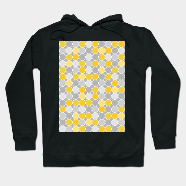 Mustard Yellow Grey and White Circles Pattern Hoodie by dreamingmind